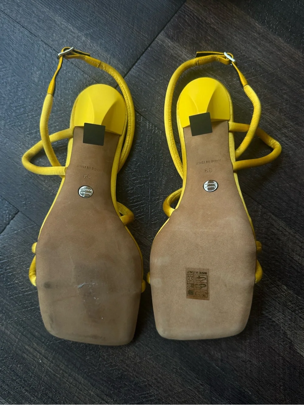 Proenza Schouler Raso Yellow Strappy Square-Toe Sandals 39 NWT